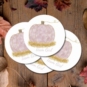 Team Girl Pumpkin Gender Reveal Party Vote Classic Round Sticker