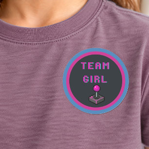 Team Girl Retro Arcade Gender Reveal Party Sticker