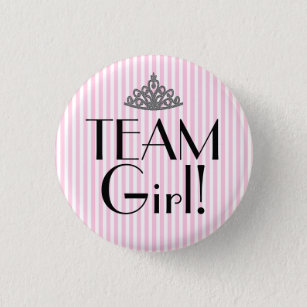 Team Girl Stripes Pink Baby Shower 3 Cm Round Badge