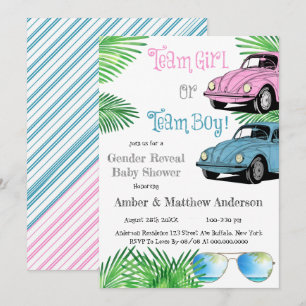 Team Girl Team Boy Car Gender Reveal Baby Shower 