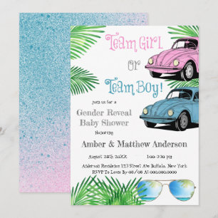 Team Girl Team Boy Car Gender Reveal Baby Shower 