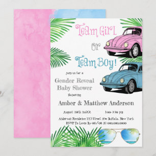 Team Girl Team Boy Car Gender Reveal Baby Shower 