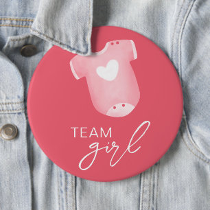Team Girl Wear What Will Baby Be Guess Pink White 6 Cm Round Badge