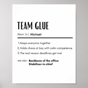 Team Glue Definition Personalised Name Coworker Poster