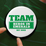 Team green personalised family or team button<br><div class="desc">The green team personalised button badges. Ideal for family events,  fun gaming or for sporting teams to show your team colours. Personalise this design with your own team name or family name and year of creation,  team motto or name. Other colours available. Design by www.mylittleeden.com on zazzle</div>