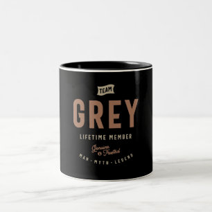Team Grey Lifetime Member Personalised Name Two-Tone Coffee Mug