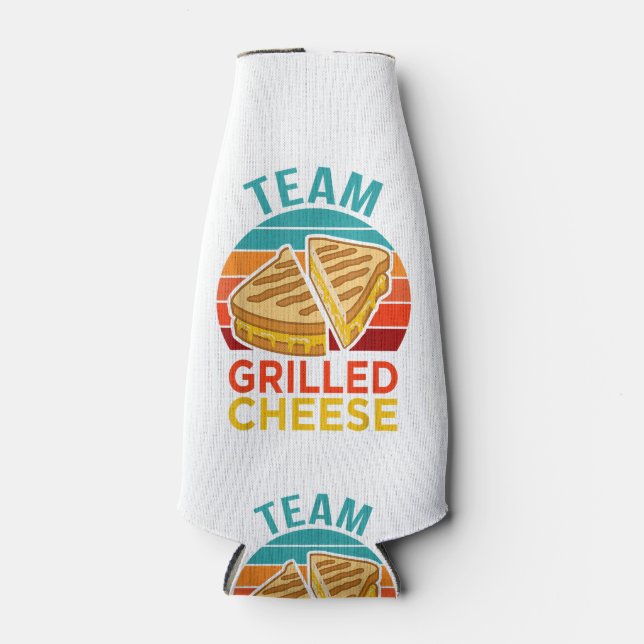 Team Grilled Cheese Funny Sandwich Lover Graphic Bottle Cooler (Front)