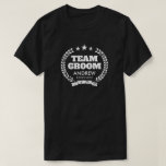 Team Groom bachelor party dark shirt for groomsmen<br><div class="desc">Team Groom bachelor party dark t shirt for groomsmen. Personalised tee with names of groom,  best man and groomsman. Custom clothing for boys night out. Vintage laurel crest design with stars and bold text. Available in black and other colours.</div>