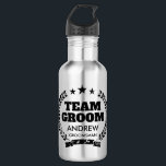 Team Groom bachelor party gift for groomsmen 532 Ml Water Bottle<br><div class="desc">Team Groom bachelor party gift for groomsmen stainless steel water bottle. Vintage laurel crest design with personalised name. Custom gifts and party favours for guys.</div>