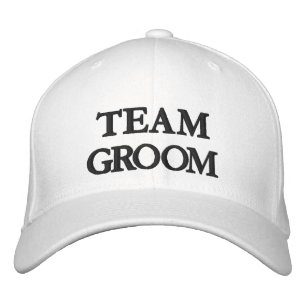 Team Groom black and white wedding Embroidered Hat