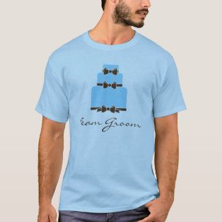 TEAM GROOM Blue and Brown Wedding Cake T-Shirt