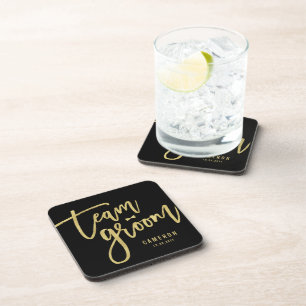 Team Groom Bow Tie Bachelor Party Wedding Custom Coaster