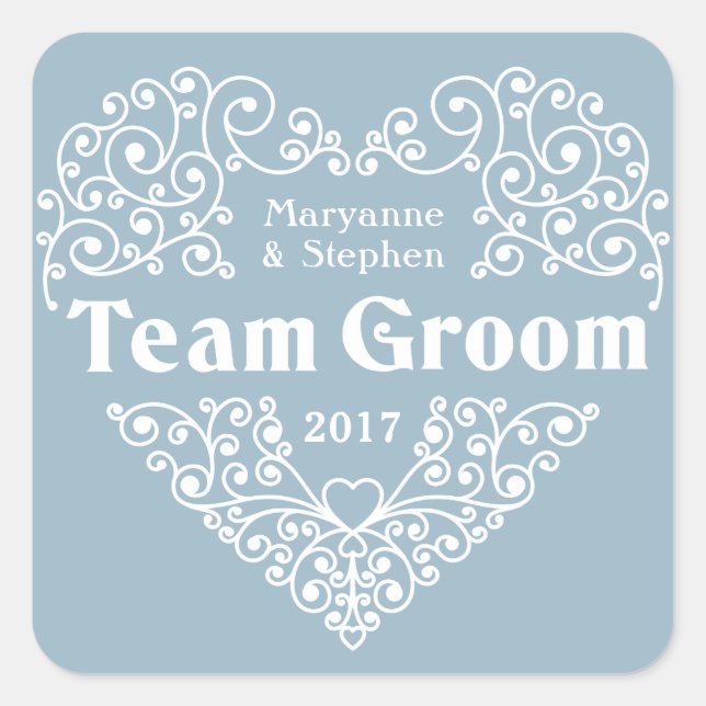 Team Groom custom names & year wedding stickers (Front)