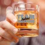 Team Groom Father Of The Wedding Name Black Grey Whiskey Glass<br><div class="desc">Custom rocks whiskey glass design for your bachelor party features "TEAM GROOM" in bold light grey type. Customise Father of the Groom's name in crisp black script transparent background. Title or custom text is featured below. All colours in this design are customisable in the Zazzle design tool area! Message with...</div>