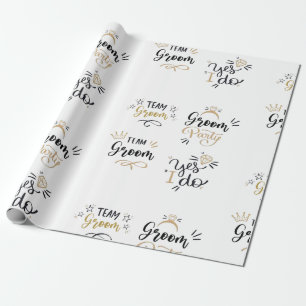 team groom gold & black gift wrapping paper