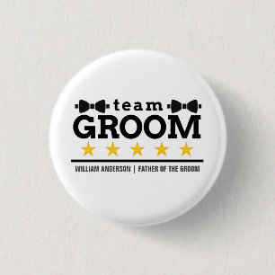 Team Groom   Groomsman   Bachelor   Black White 3 Cm Round Badge