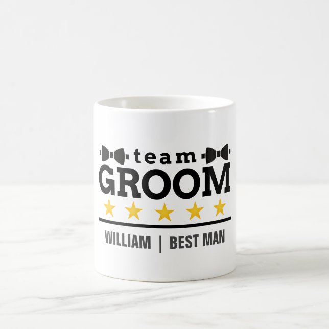 Team Groom | Groomsman | Bachelor | Black White Coffee Mug (Center)