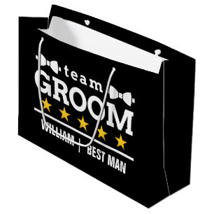 Team Groom   Groomsman   Bachelor   Black White  Large Gift Bag