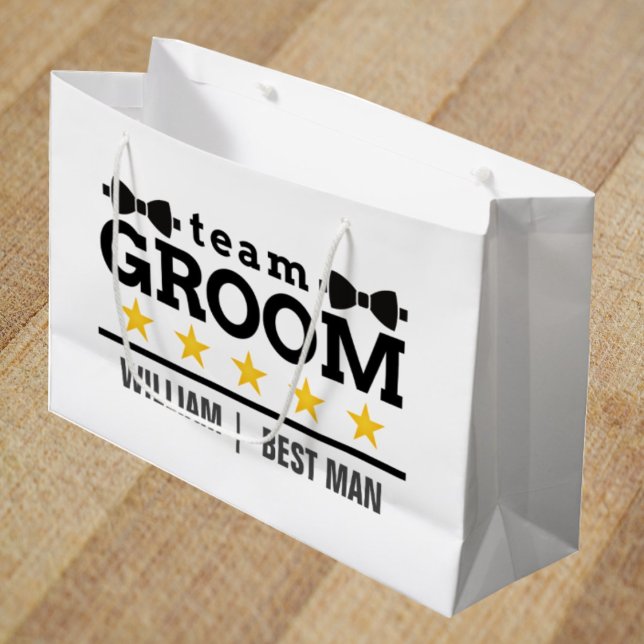 Team Groom | Groomsman | Bachelor | Black White Large Gift Bag (Creator Uploaded)