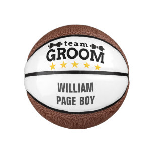 Team Groom   Groomsman   Bachelor   Black White Mini Basketball