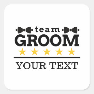 Team Groom   Groomsman   Bachelor   Black White Square Sticker