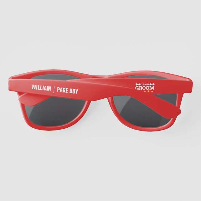 Team Groom | Groomsman | Bachelor | Black White  Sunglasses (Back)
