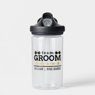 Team Groom   Groomsman   Bachelor   Black White Water Bottle