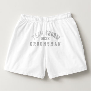 Team Groom Groomsman White Boxer Shorts Boxers