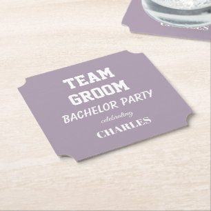Team Groom Mauve Bachelor Party Paper Coaster