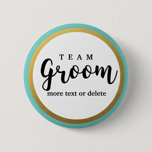 Team Groom Modern Wedding Favours for Groomsmen 6 Cm Round Badge (Front)
