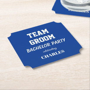 Team Groom Royal Blue Bachelor Party Paper Coaster