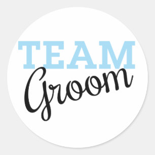 Team Groom Script Classic Round Sticker