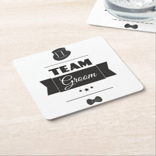 Team groom square paper coaster