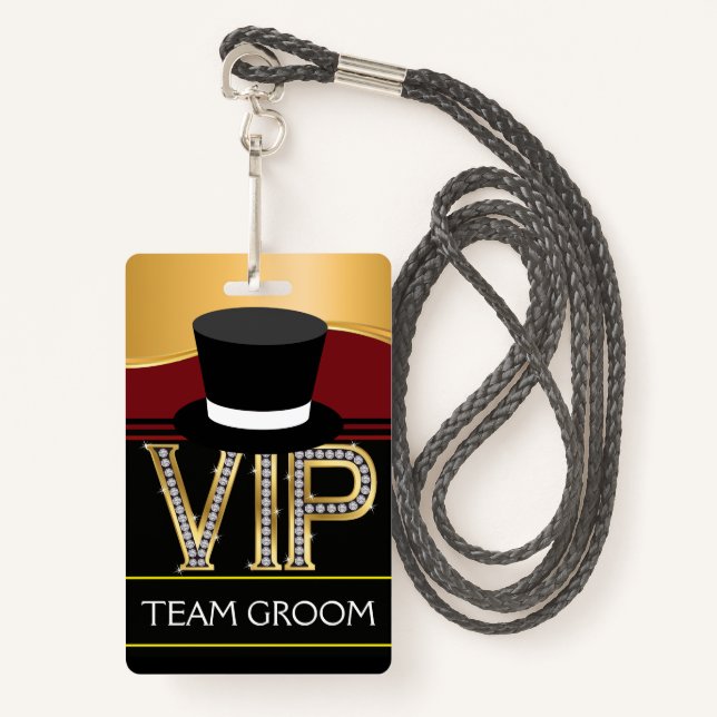 Team Groom Wedding Badge ID Badge (Front with Lanyard)