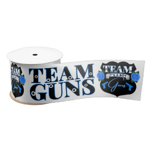 Team Guns Team Boy Guns and Roses Baby Shower Satin Ribbon