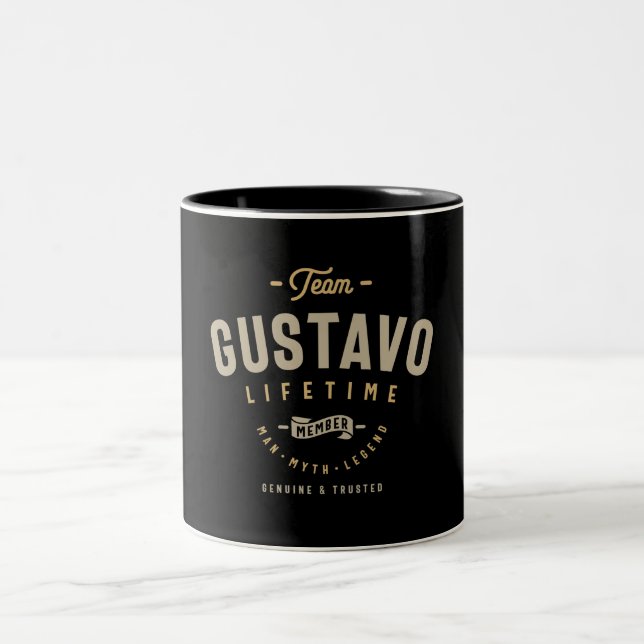 Team Gustavo Lifetime Member Personalised Name Two-Tone Coffee Mug (Center)