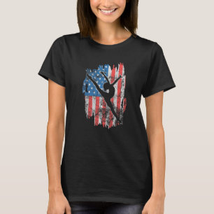 Team Gymnastics Vintage American Flag US Flag Spor T-Shirt