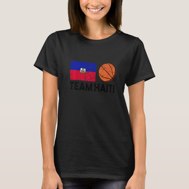 Team Haiti Haiti Haitian Flag Basketball Fan T-Shirt (Front)