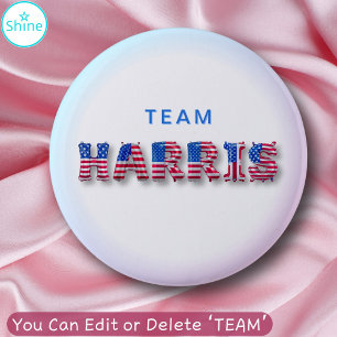 TEAM HARRIS Kamala Harris USA Flag Balloon Letters 6 Cm Round Badge