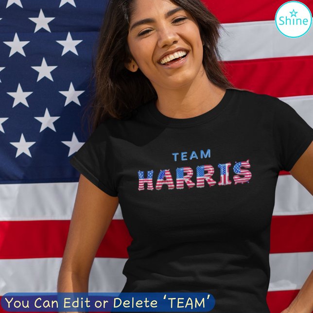 TEAM HARRIS Kamala Harris USA Flag Balloon Letters T-Shirt (Creator Uploaded)