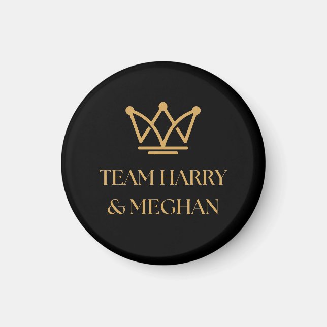 TEAM HARRY & MEGHAN WITH GOLD CROWN MAGNET (Front)