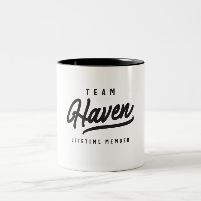 Team Haven Lifetime Member Personalised Name Two-Tone Coffee Mug (Center)