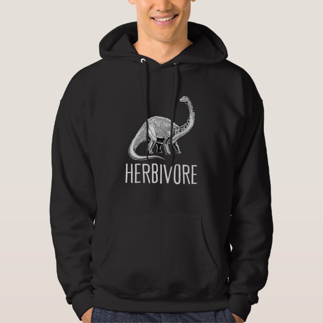 Team Herbivore Vegan Brontosaurus Vegetarian Plant Hoodie (Front)