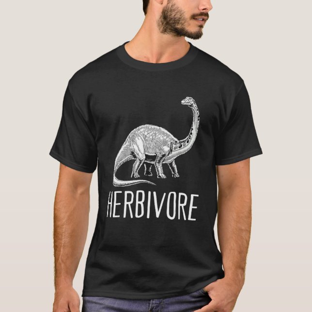 Team Herbivore Vegan Brontosaurus Vegetarian Plant T-Shirt (Front)