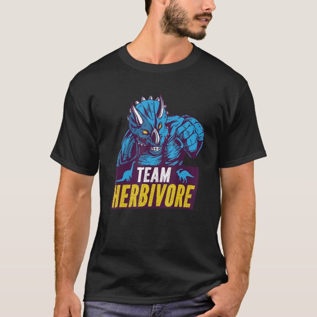 Team Herbivore Vegan Dinosaur Vegetarians and Vega T-Shirt (Front)