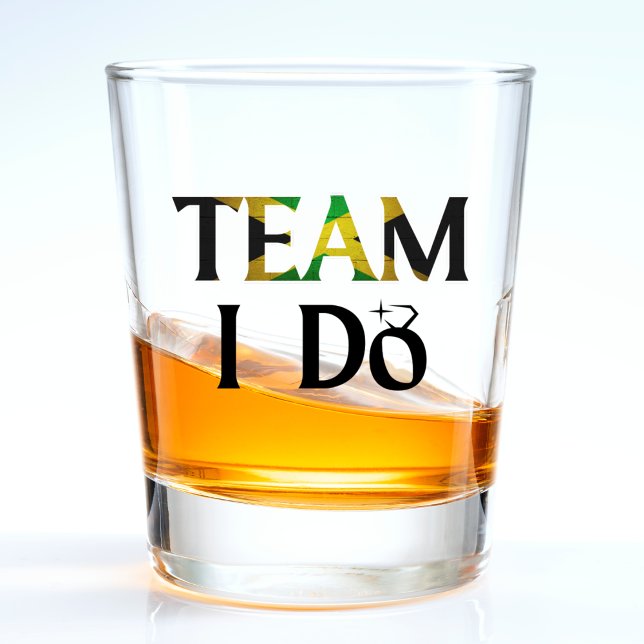 Team I Do Jamaican Flag Wedding Bachelorette Party Shot Glass (Jamaica flag wedding team i do shot glass)