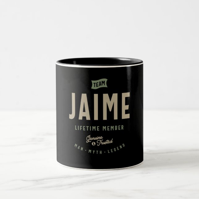 Team Jaime Lifetime Member Personalised Name Two-Tone Coffee Mug (Center)