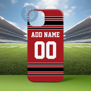 Team Jersey Custom Name Number Red Black Case-Mate iPhone 14 Case