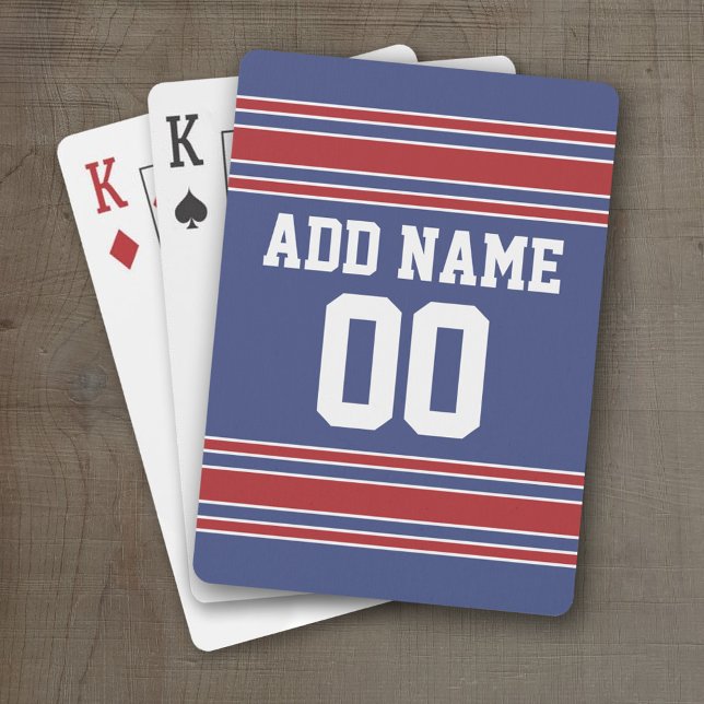 Team Jersey Stripes Custom Name and Number Playing Cards (Personalized Playing Cards - Sporty Stripes)