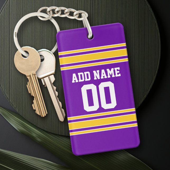 Team Jersey with Custom Name and Number Key Ring (Personalized Keychain - add a monogram or name)